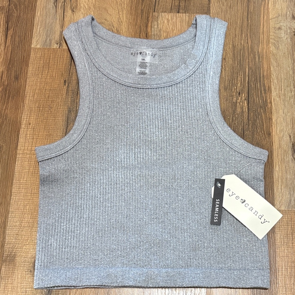 Heather Gray Seamless Crop Tank Top – Eye Candy – Small/Medium – NWT